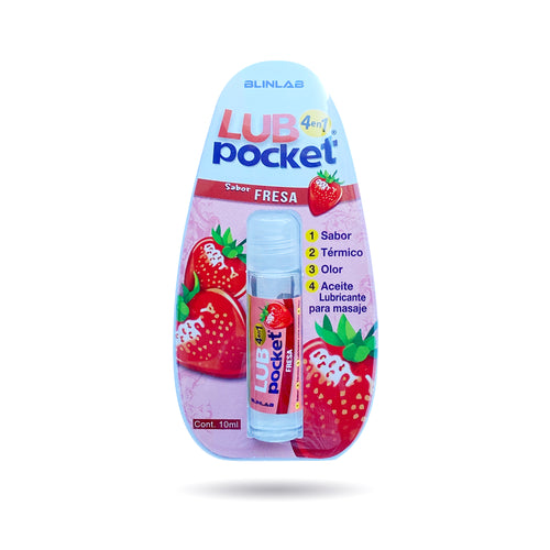 Lub Pocket Sabor Fresa 4 en 1 - Lubricante a base de agua con sabor y aroma